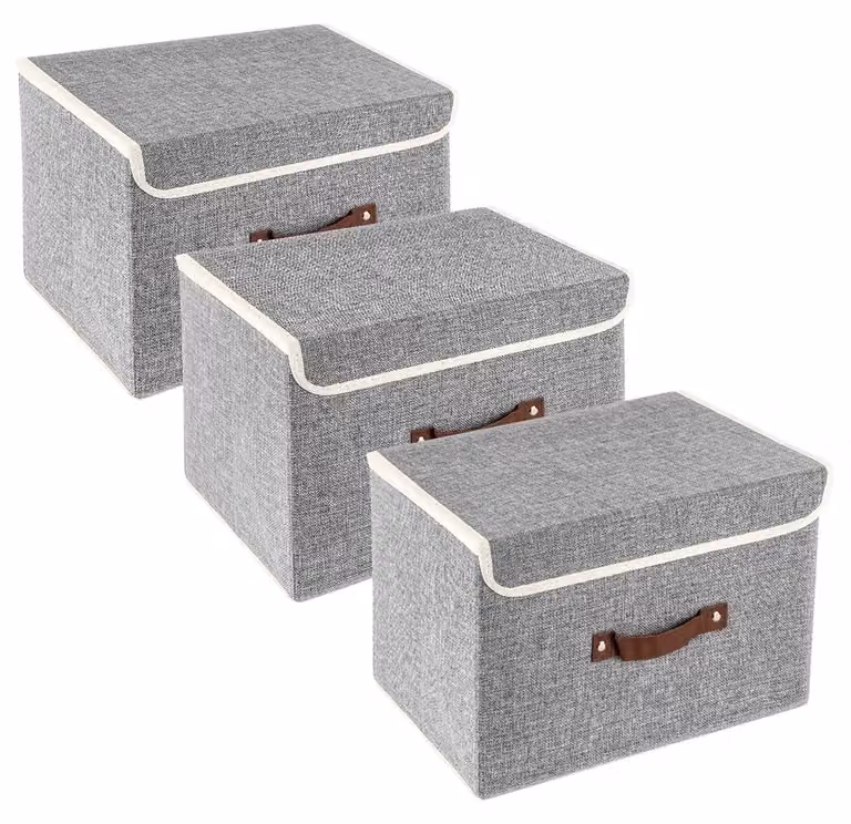 Set di 3 contenitori pieghevoli con coperchio