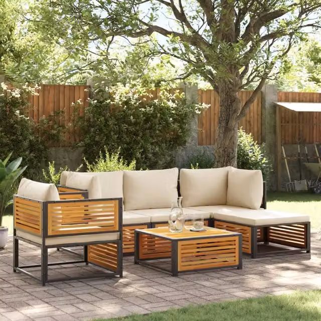 Set Divano da Giardino 6 pz con Cuscini in Massello di Acacia 3214909