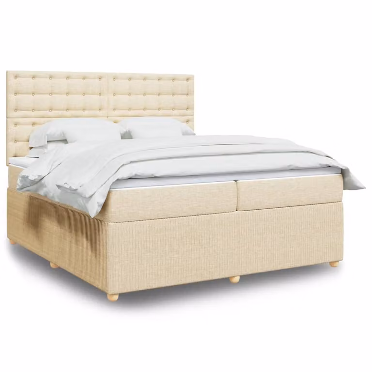 Maison Exclusive - Giroletto a Molle con Materasso Crema 200x200 cm in Tessuto
