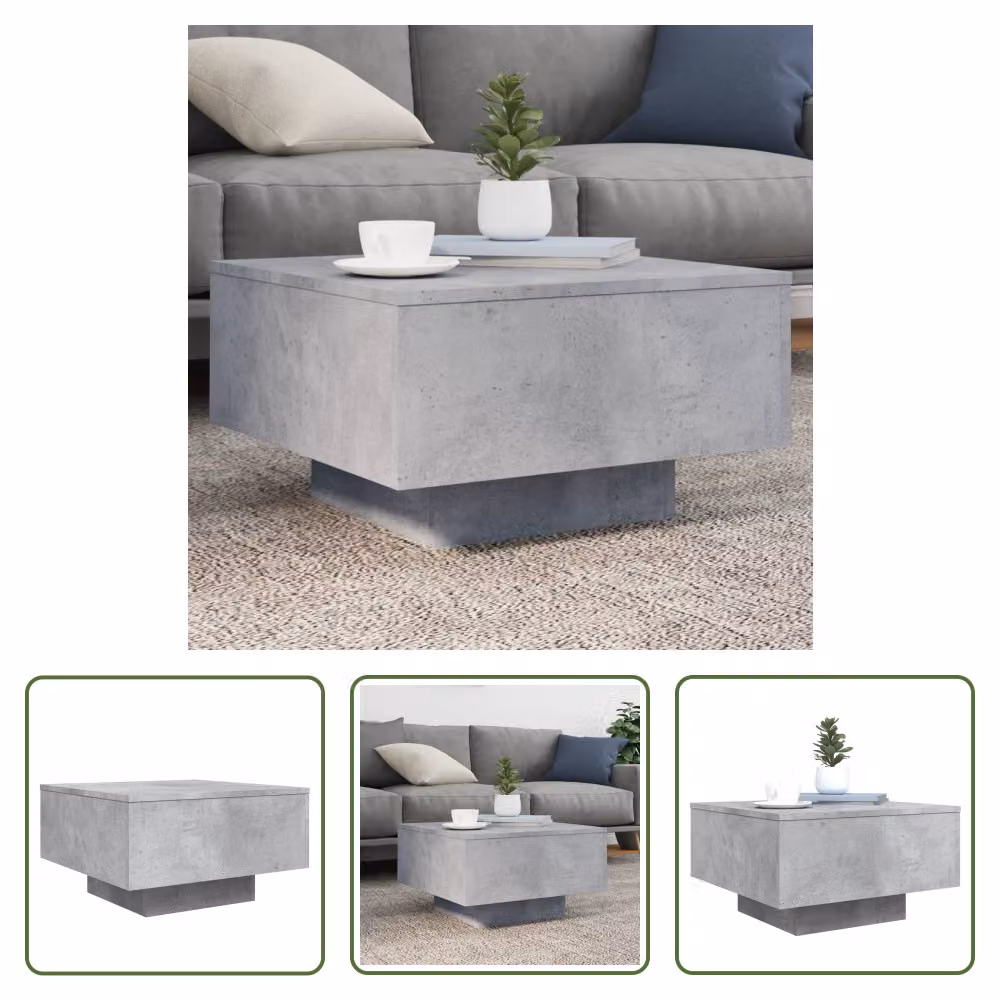 The Living Store tavolino in cemento grigio 55x55x31 cm materiale a base di legno