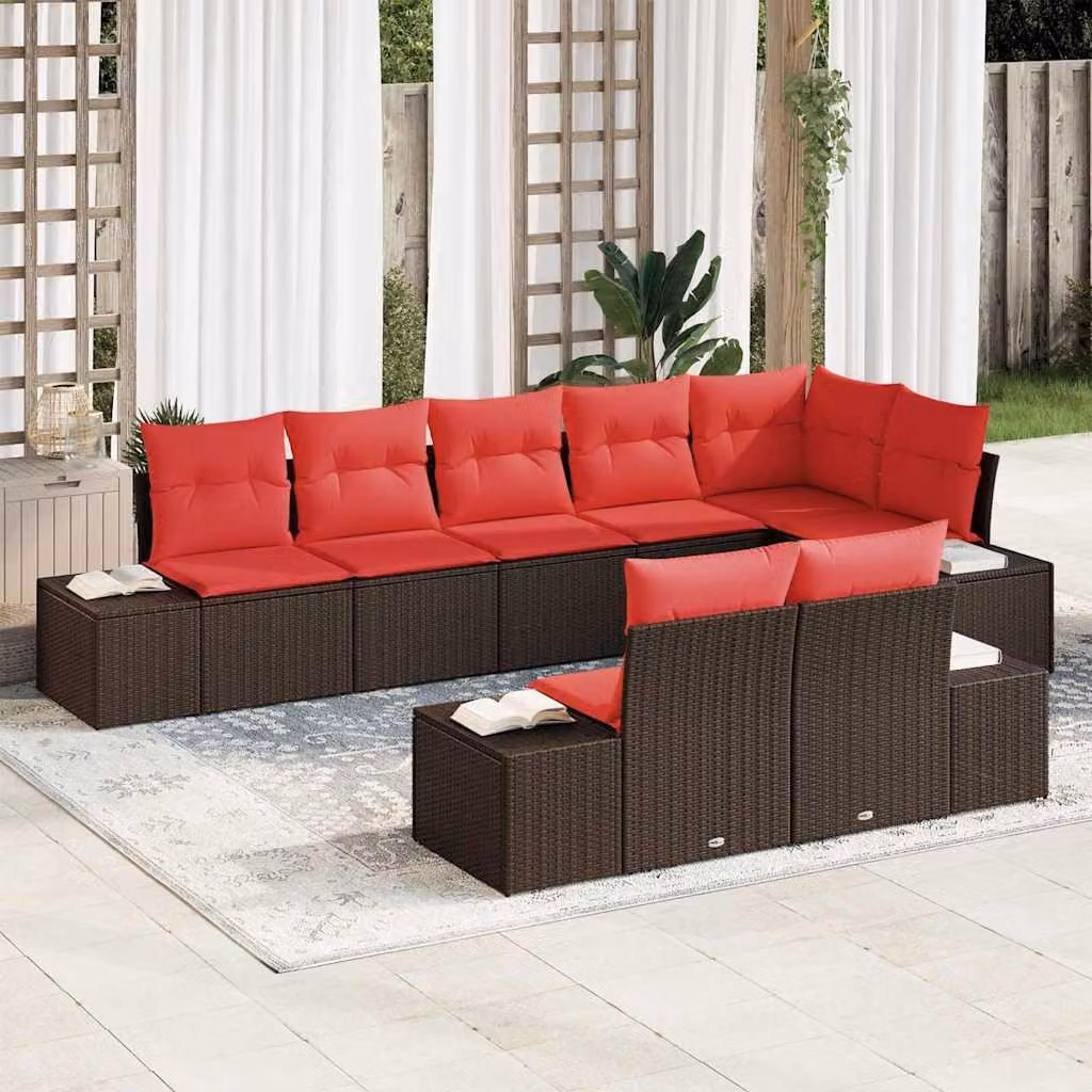 Maison Exclusive - Set da giardino composto da 8 pezzi, divano in rattan sintetico marrone