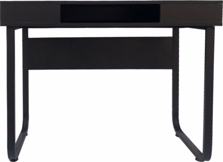 Scrivania da computer Stoer - tavolino - stile industriale moderno - metallo nero e legno nero - larghezza 110 cm
