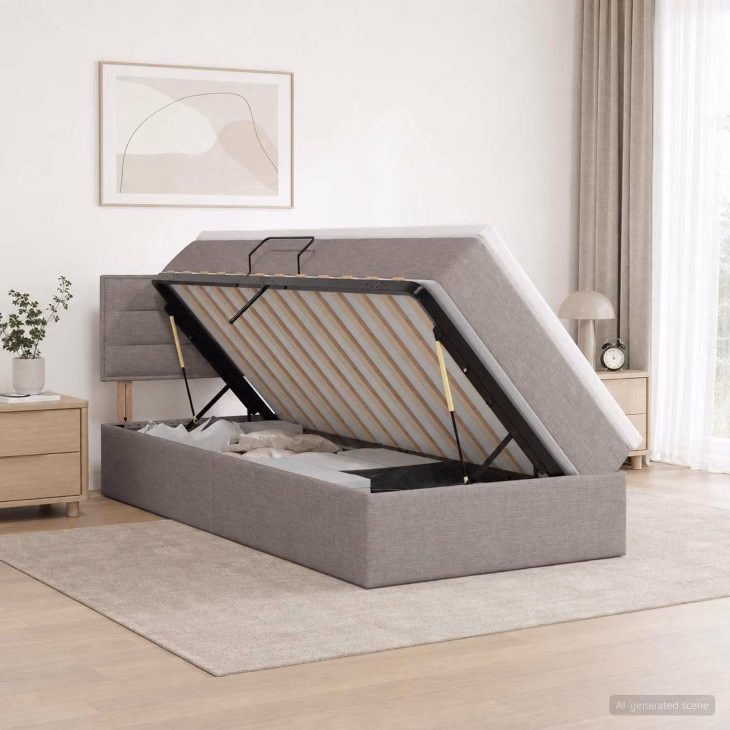 vidaXL Letto con contenitore e materasso Tortora 90 x 200 cm Velluto