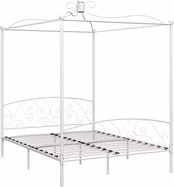 Letto a Baldacchino Bianco in Metallo 180x200 cm 284473