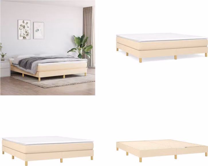 vidaXL Letto a molle con materasso in tessuto crema 160x200 cm - Letto a molle - Boxspringbetten - Bett - Schlafzimmermöbel