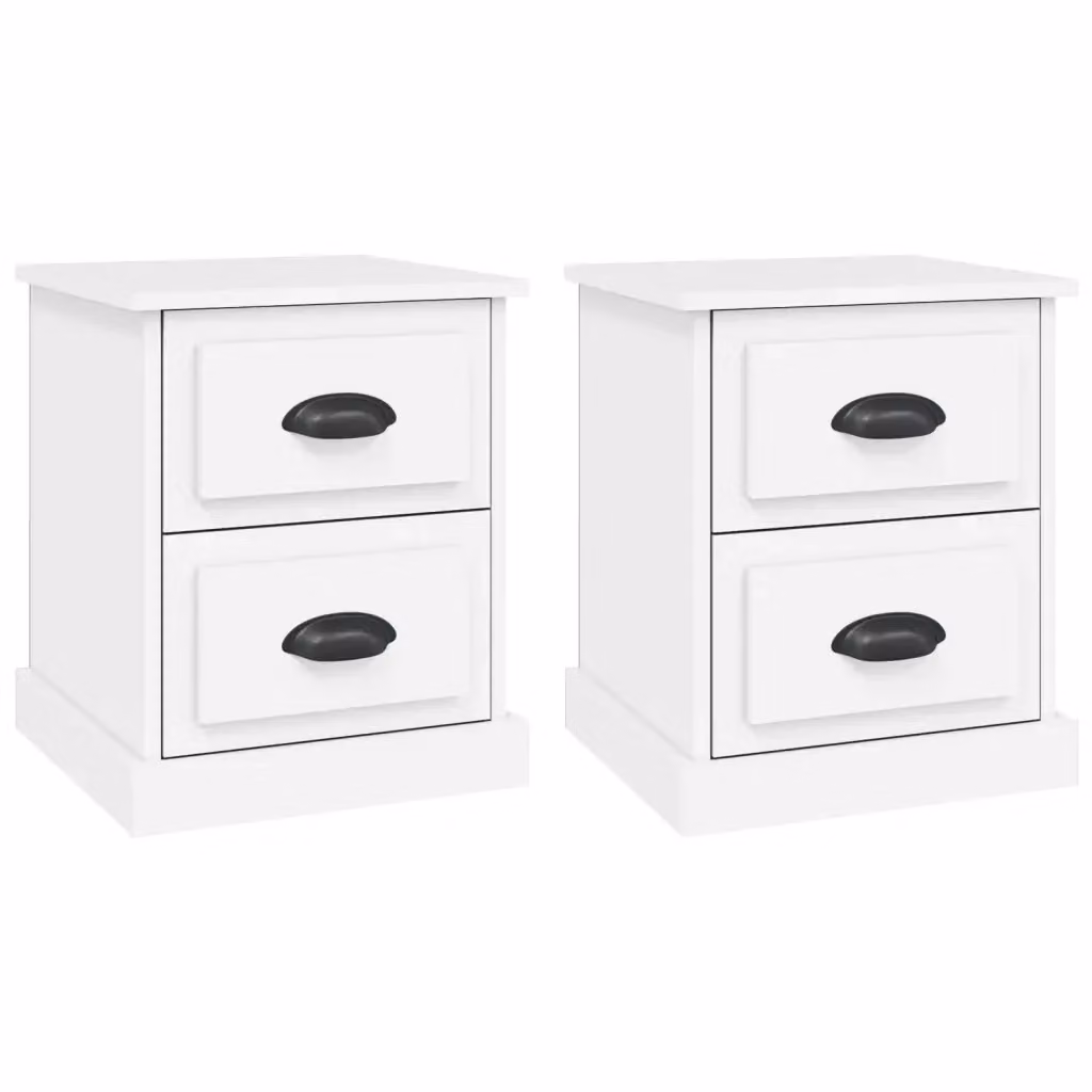 Set di 2 comodini bianchi vidaXL in legno multistrato laccato L/P/H: 39 x 39 x 47,5 cm – 2