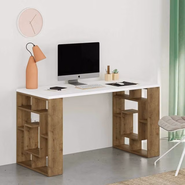 Archidamia, Scrivania Materiale Piano in Legno Nobilitato, 140x60x75h cm Bianco