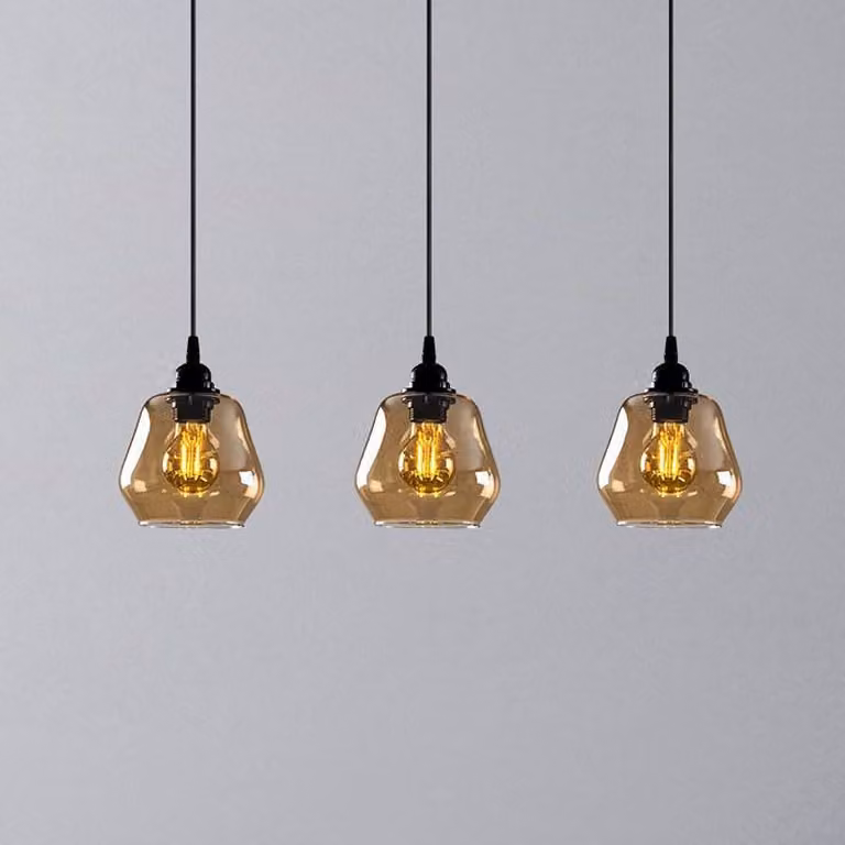Lampada a sospensione in vetro Gold 032 Opviq, dimmerabile, Ottone / Oro, Soggiorno / Sala da pranzo, Vetro, Lampada a sospensione