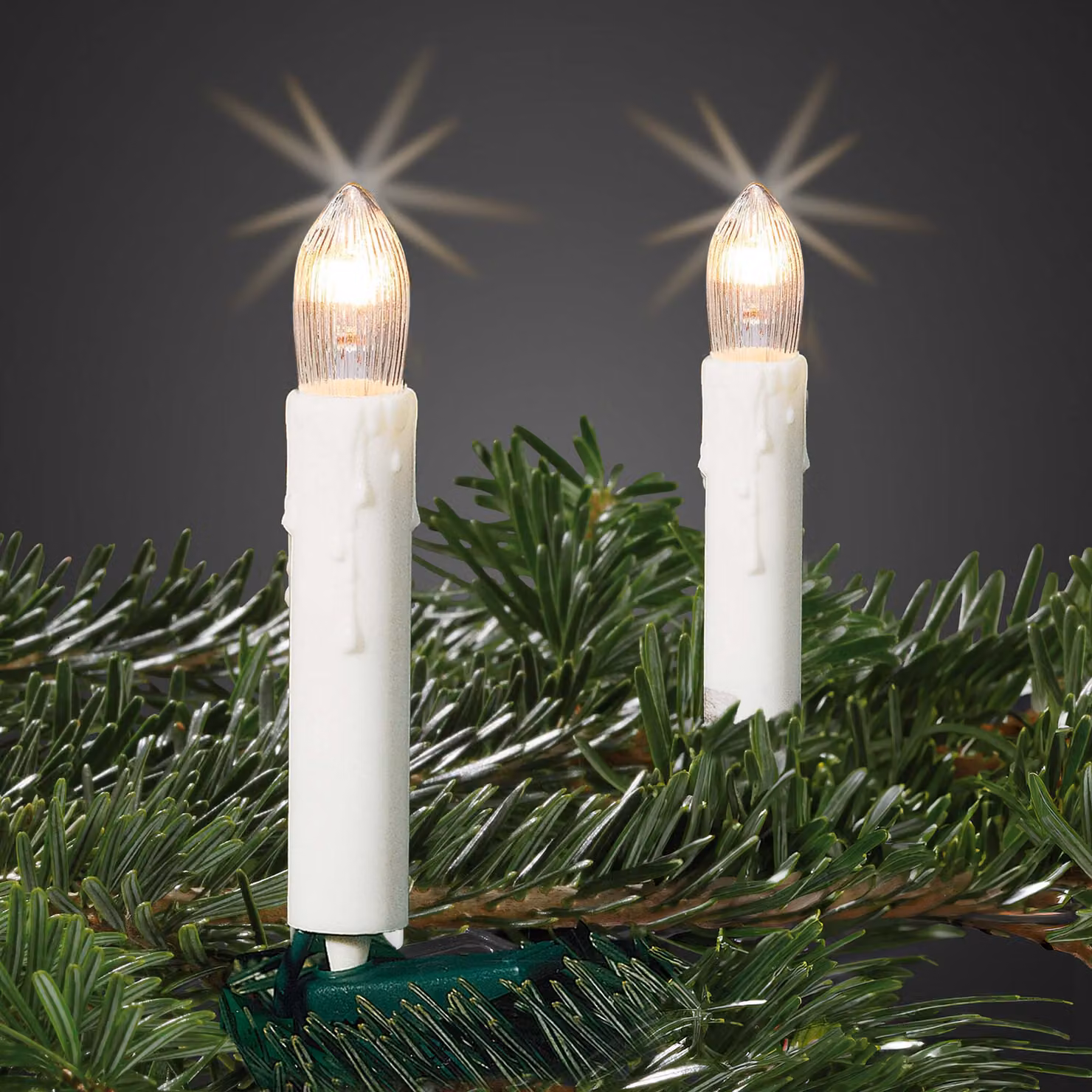 Hellum, ghirlanda luminosa da interno con 10 candeline, 3,6 m di lunghezza, candeline bianche con effetto gocce di cera, verde, con fissaggio a clip