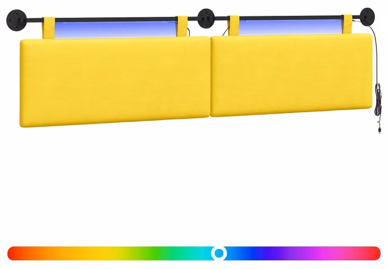 Testiera sospesa Con luce LED Giallo Chiaro Tessuto in Cords