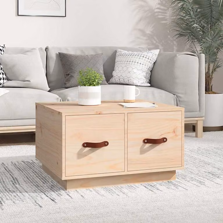vidaXL Tavolino da Salotto Rettangolare in Legno di Pino Naturale Marrone L/P/H: 60 x 53 x 35 cm