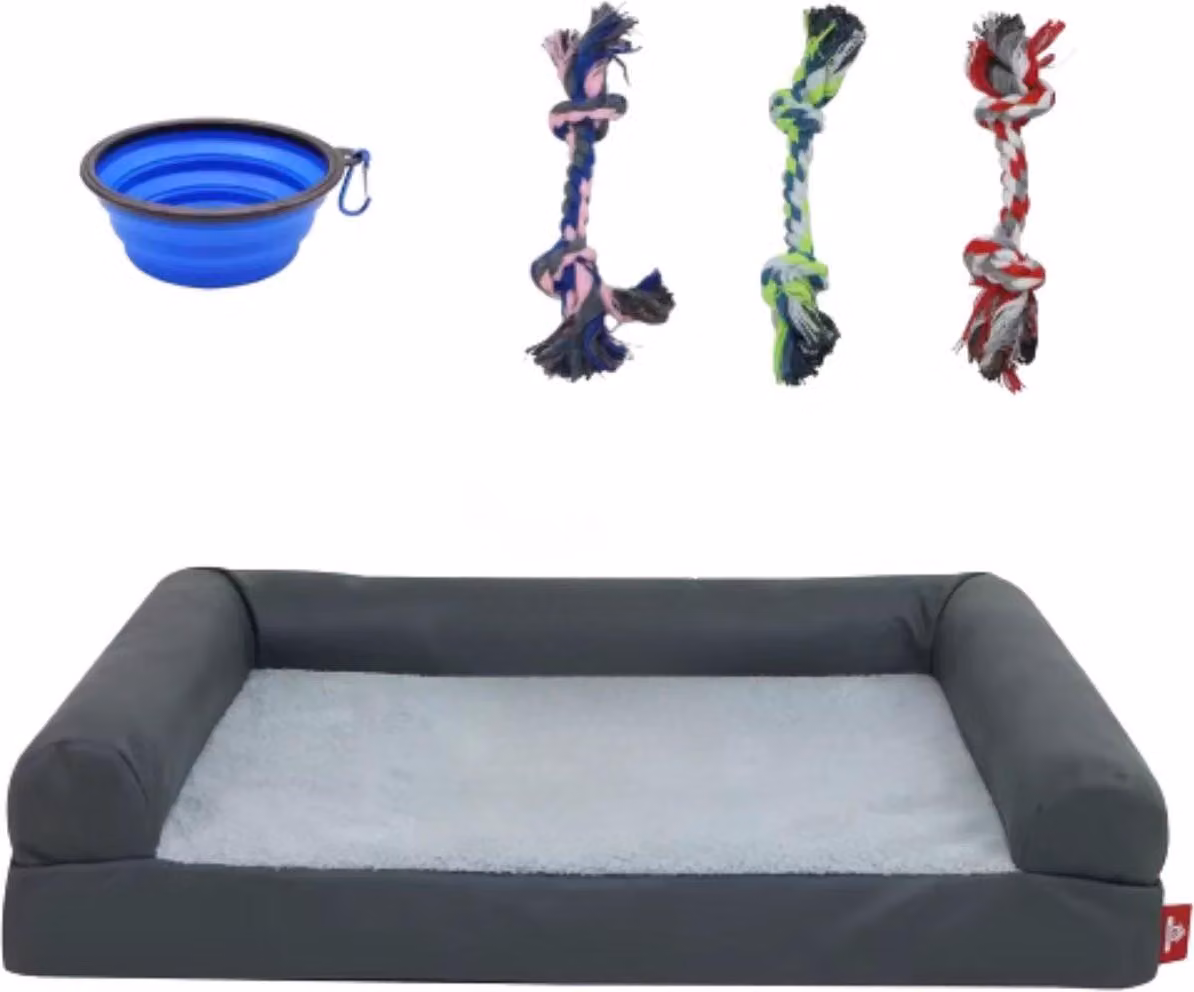 Letti per cani Valora – 91 cm – Divano per cani – Rivestimento sfoderabile – Lavabile – Per cani e gatti – Grigio scuro