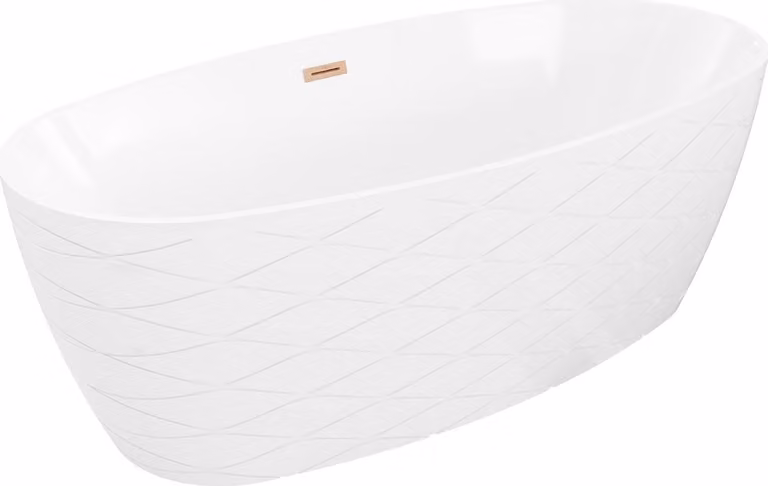 Mexen Olea vasca da bagno autoportante modello 170 x 80 cm, bianca, troppo pieno rame spazzolato - 52821708000-65