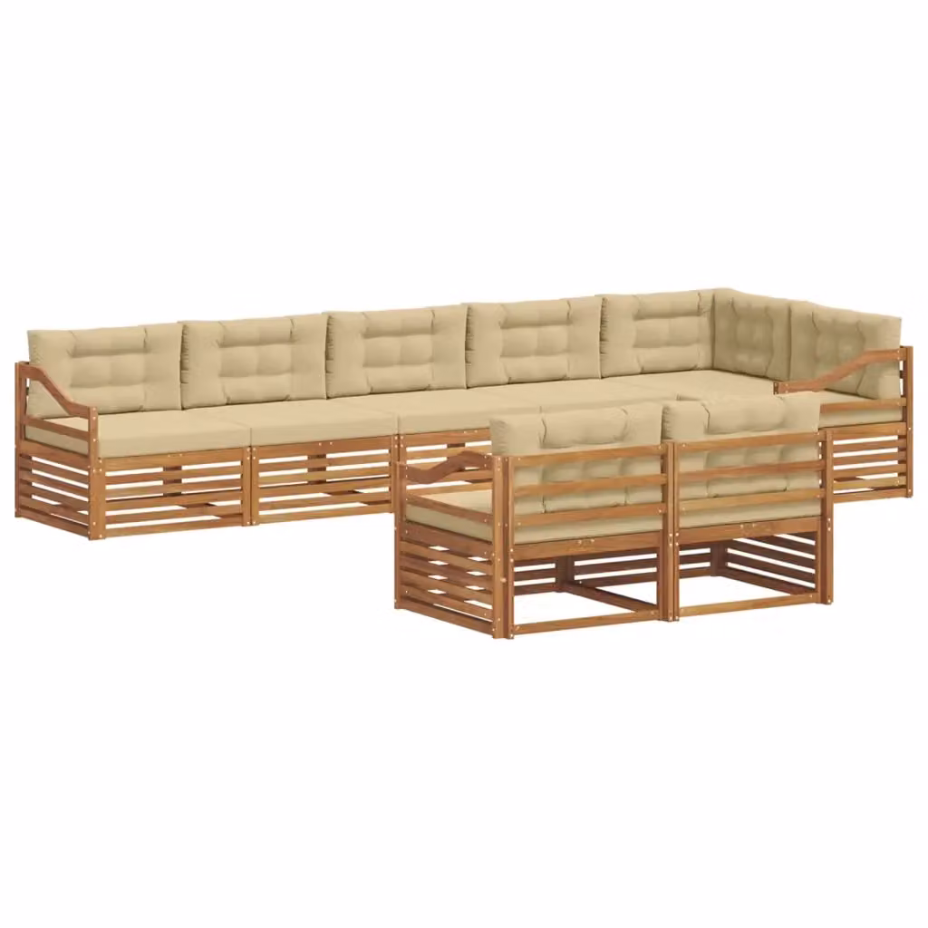 Set di divani da esterno a L vidaXL in legno di acacia con cuscini, beige e marrone – 2