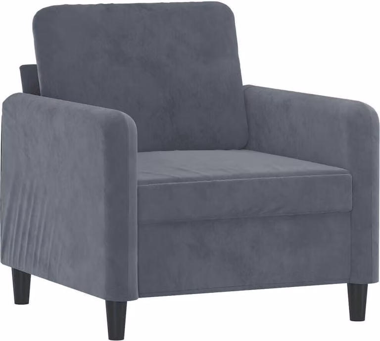 Poltrona Grigio Scuro 60 cm Velluto