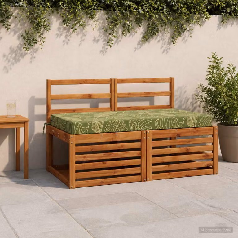 Cuscino per la seduta vidaXL SOEST verde con design a foglia in poliestere e imbottitura in schiuma