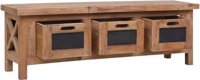 Mobile Porta TV con 3 Cassetti 120x30x40 cm Massello di Mogano 283913