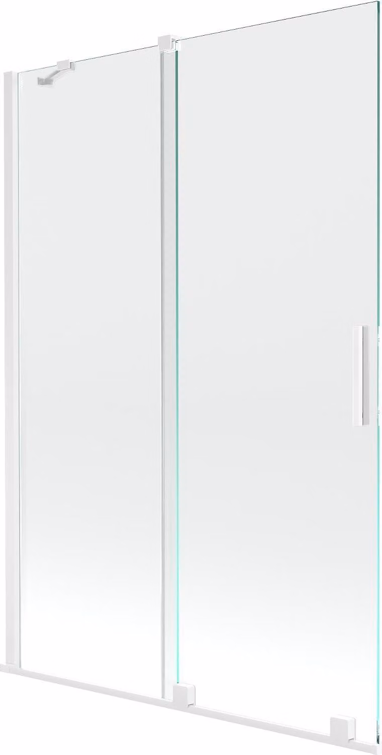 Mexen Velar paratia da vasca da bagno a 2 ante scorrevoli 120 x 150 cm, trasparente, bianco - 896-120-000-01-20