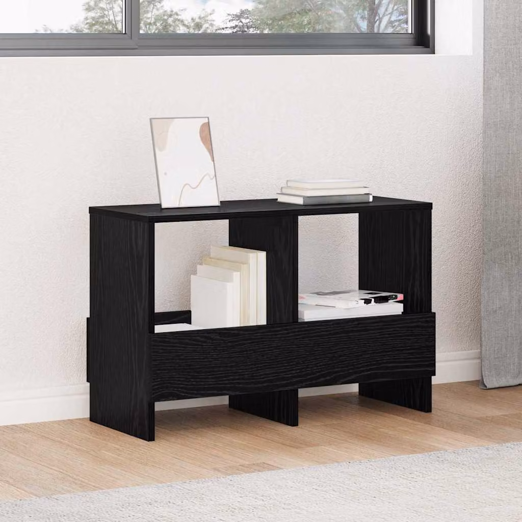 Scaffale per riviste moderno vidaXL in MDF colore nero, L: 68,5 cm, P: 30 cm, H: 45 cm