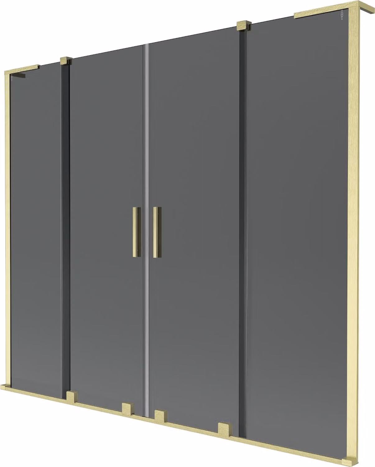 Mexen Velar L Duo paratia per vasca da bagno scorrevole a 2 ante 180 x 150 cm, grafite, oro spazzolato - 896-180-003-42-55