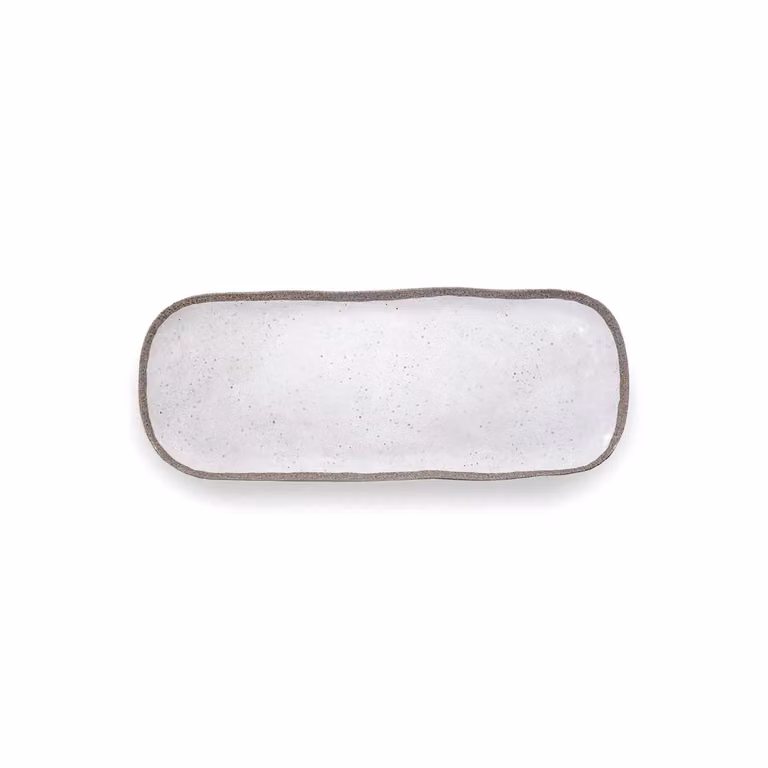 Vassoio rettangolare grande in melamina, Linea Terrae bianco, dim. 44x17cm