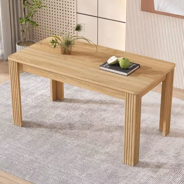Tavolo da pranzo rettangolare OKWISH in MDF laminato effetto rovere marrone con design moderno e finitura opaca