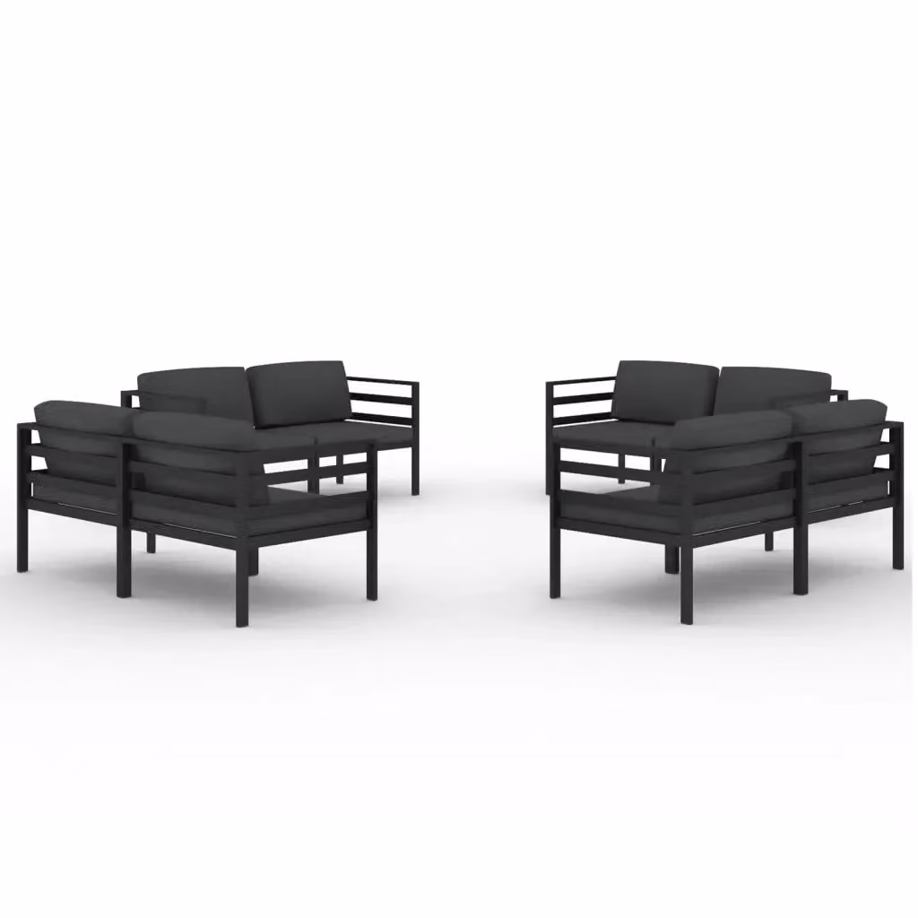 Set di divani da giardino vidaXL a forma di L composto da 8 pezzi con cuscini in antracite e struttura in alluminio verniciato a polvere – 2