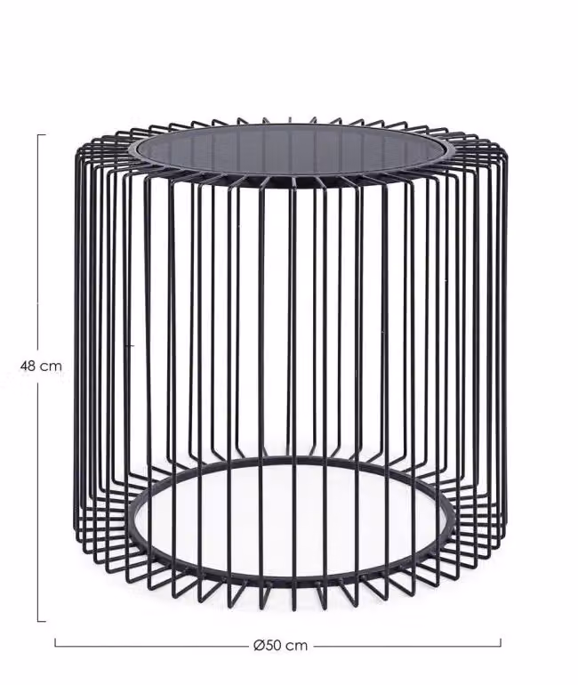 Tavolino rotondo moderno GIORDANOSHOP con piano in vetro nero lucido e struttura in metallo – 2