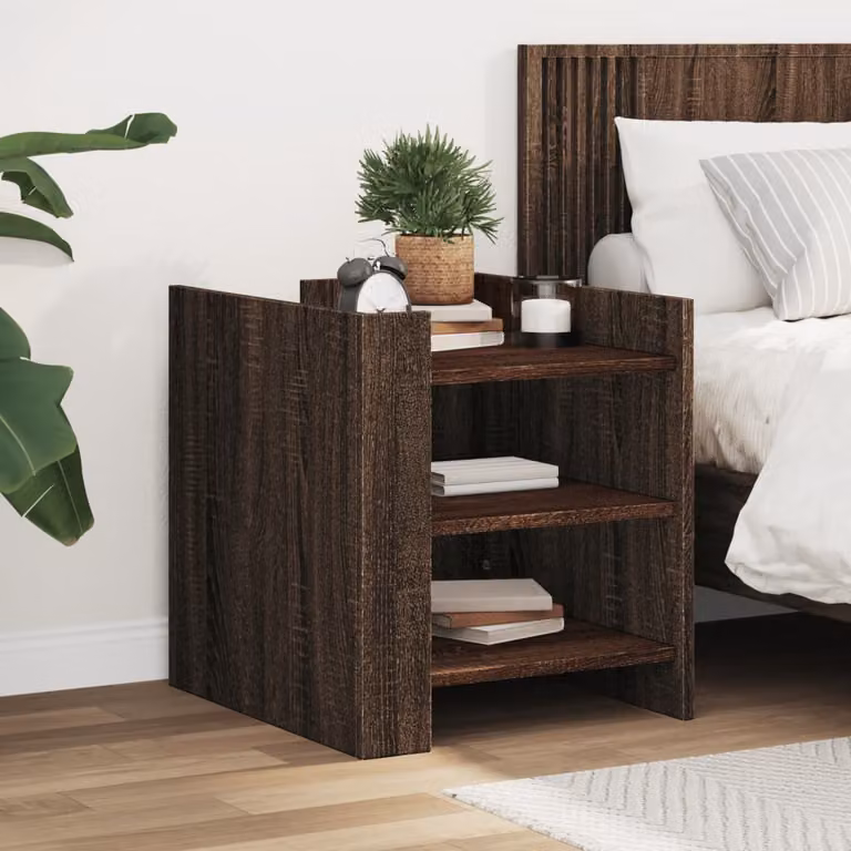 Comodino moderno vidaXL in legno rovere marrone, sospeso, L 45 cm x P 50 cm x H 50 cm