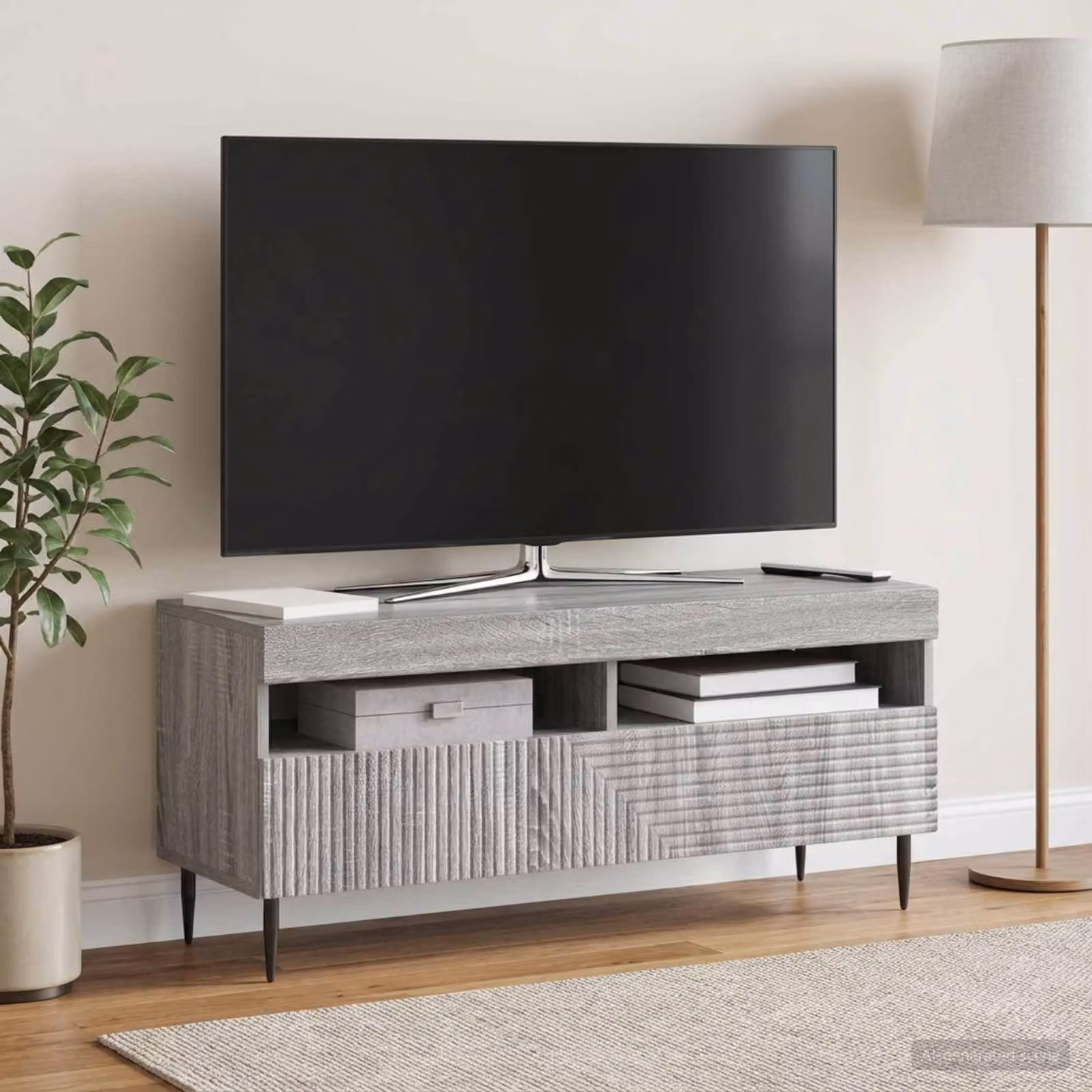 Mobile TV LED vidaXL HAARLEM grigio con illuminazione integrata L 100 cm, P 35 cm, H 43 cm