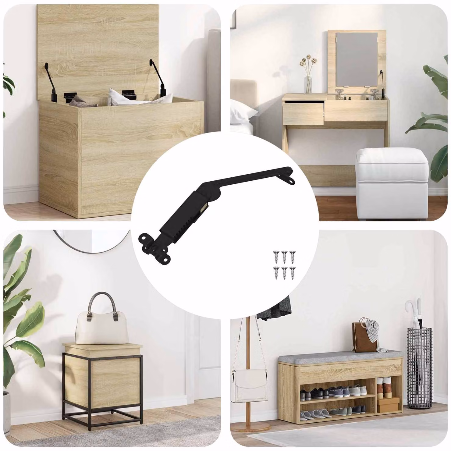 Set di 12 cerniere a molla per coperchio vidaXL in acciaio nero, L/P/H: 19,2 x 3,2 x 5,0 cm