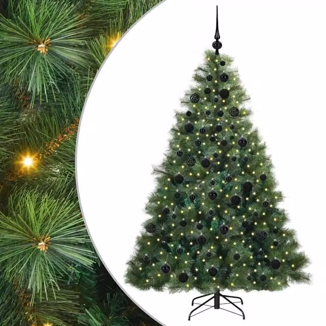 Albero di Natale artificiale moderno vidaXL verde con 300 LED luce bianca calda in PE e PVC, Altezza: 180 cm – 1