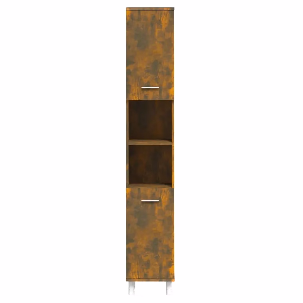 Mobile da bagno sospeso HELLOSHOP26 in legno composito con finitura opaca effetto rovere affumicato, stile moderno, L: 30 cm, P: 30 cm, H: 179 cm – 2