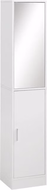 Mobile Colonna Bagno Zephmum in Legno Bianco con Anta a Specchio e 5 Ripiani L/P/H: 32 x 28 x 162 cm