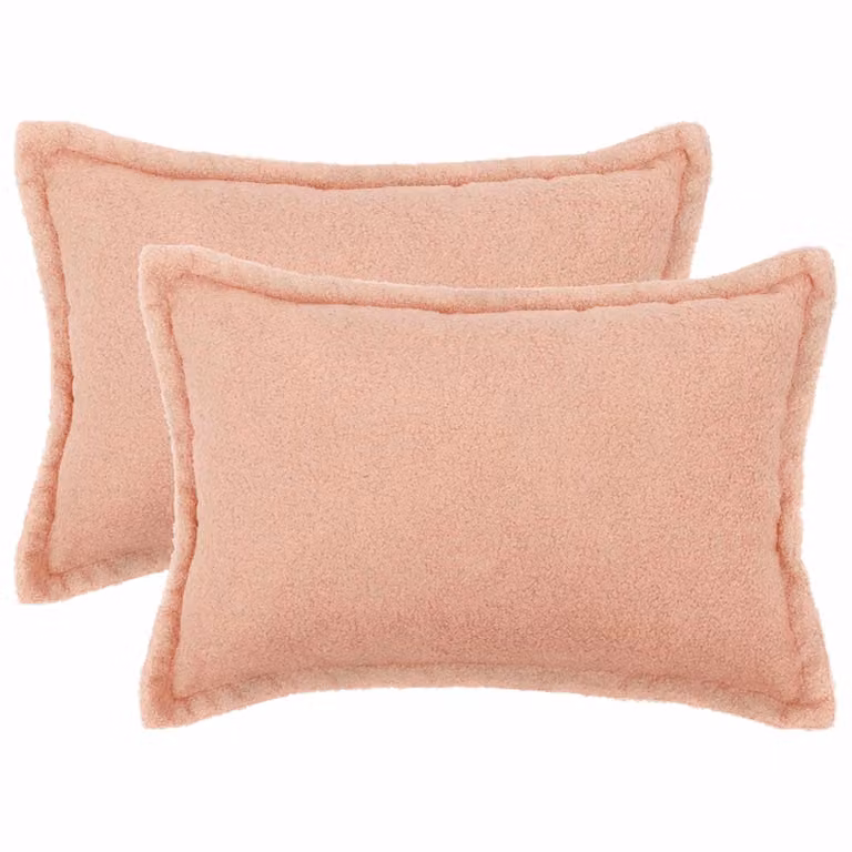 Set di 2 federe vidaXL HOUTEN rosa in tessuto bouclé, L 50 cm x P 80 cm