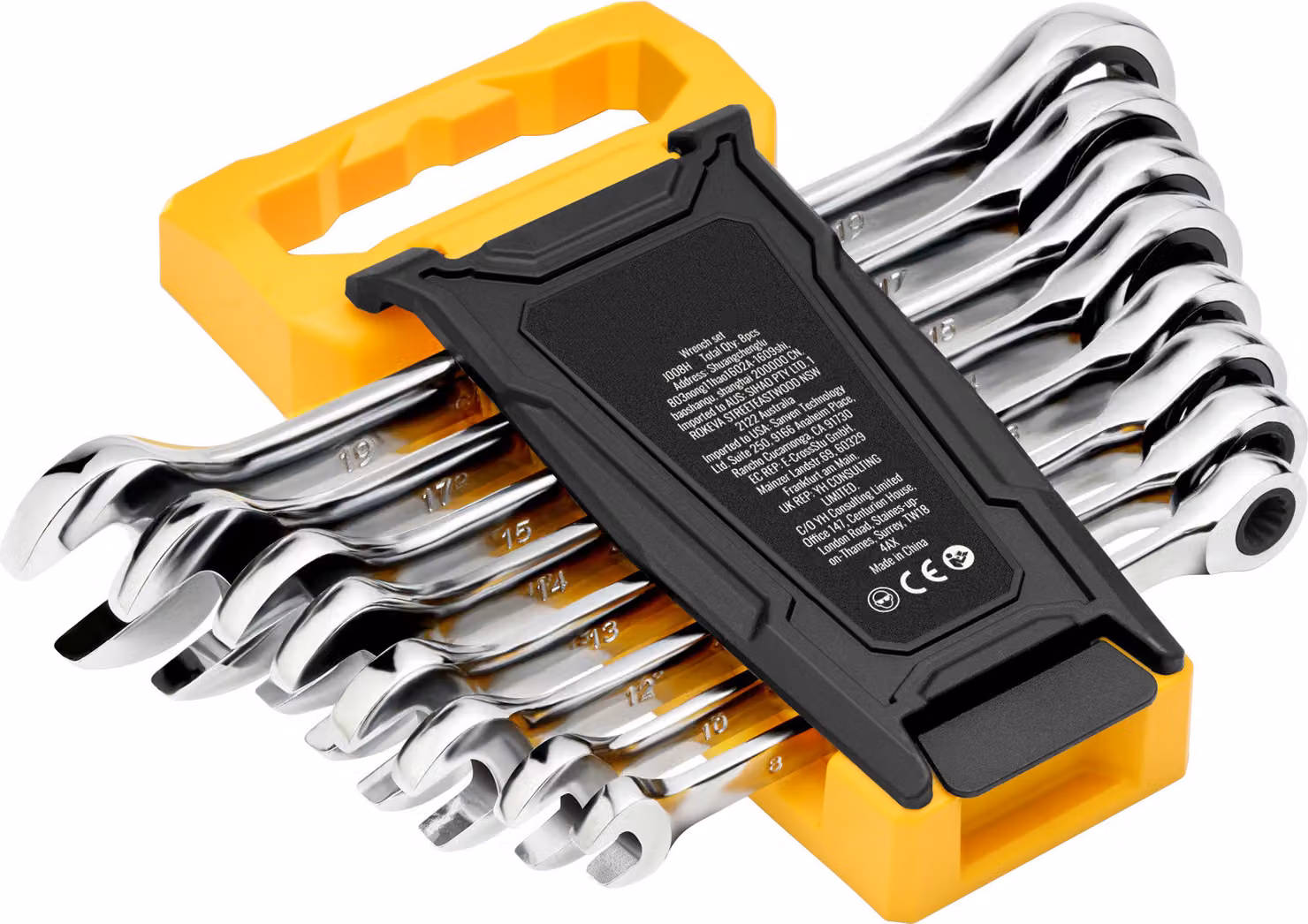 SucceBuy Set di chiavi combinate da 8 pezzi, chiavi a cricchetto con portaoggetti, in acciaio Cr-V da 8 mm a 19 mm, ideale per la casa, il garage, l'officina, le riparazioni dell'auto, le emergenze