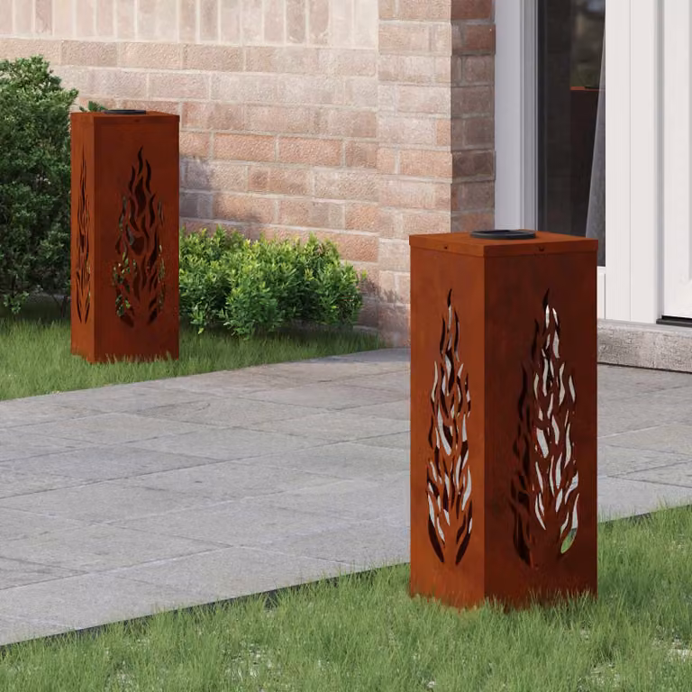 Set di 2 faretti LED solari vidaXL per sentieri e giardino, luce bianco caldo, L/P/H: 18 x 18 x 50 cm