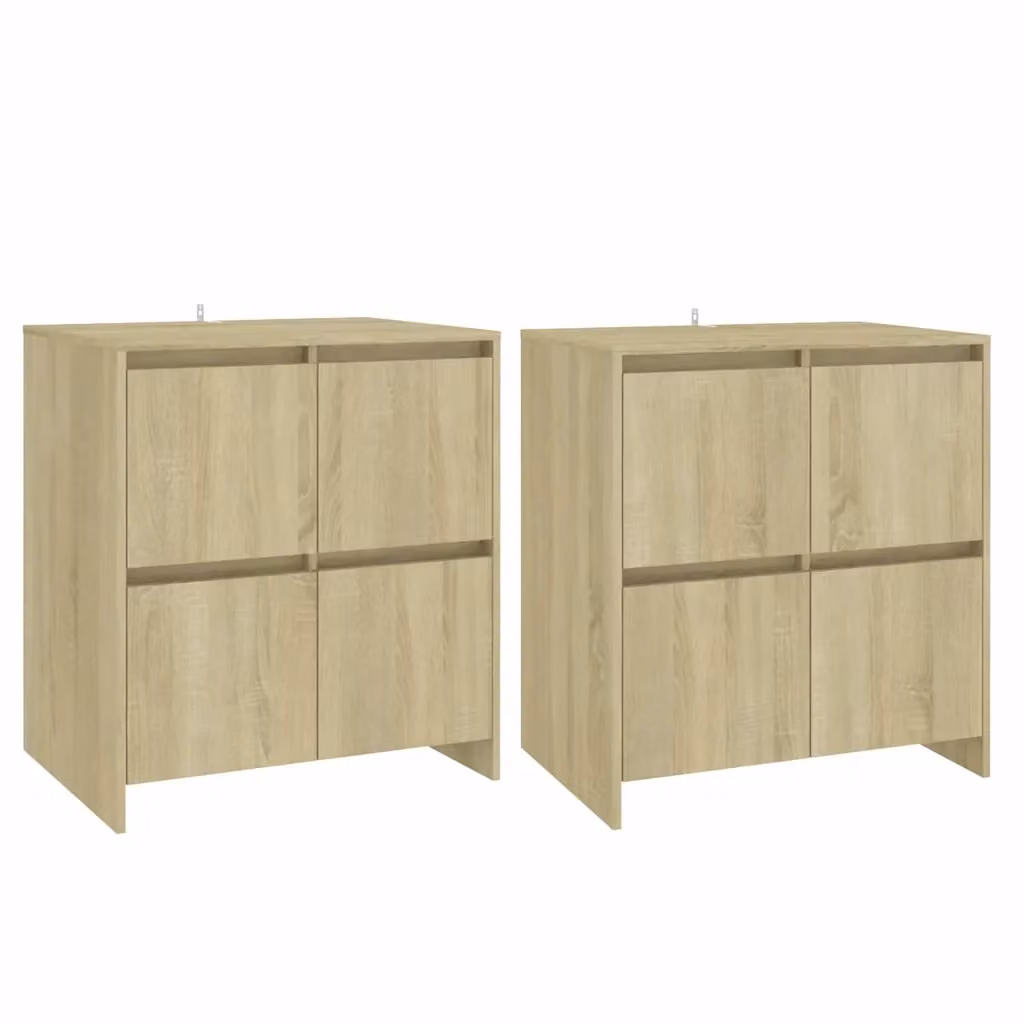 Set di 2 credenze vidaXL in legno multistrato color rovere, design minimalista, da appendere al muro, L: 70 cm, P: 41 cm, H: 75 cm – 2