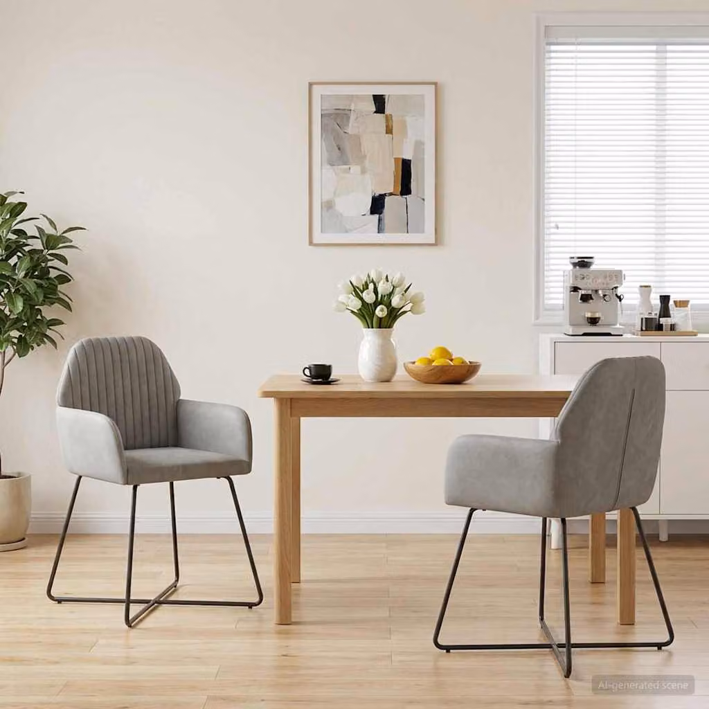 Set di 2 sedie da pranzo vidaXL in velluto grigio moderno L: 55 cm, P: 50 cm, H: 84 cm