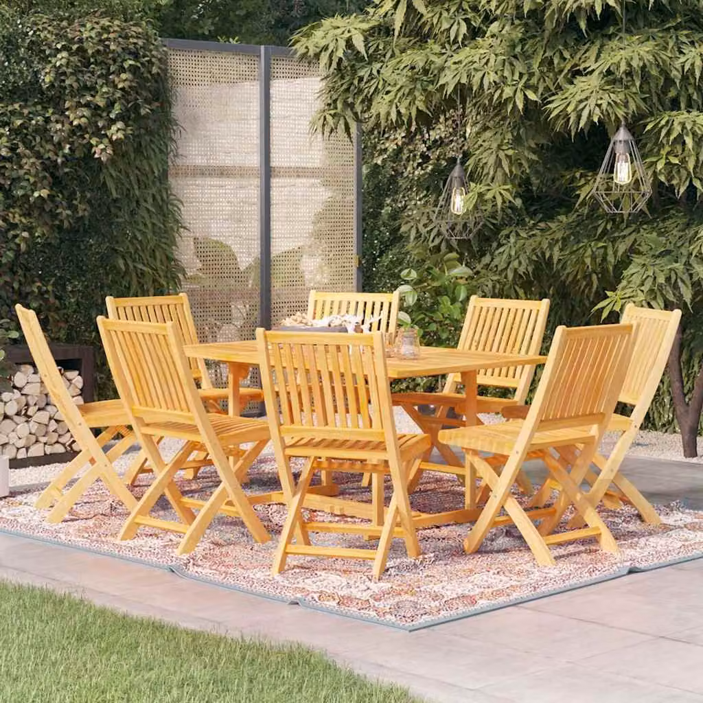 Set da pranzo da giardino vidaXL in legno di teak marrone, 9 pezzi – 1