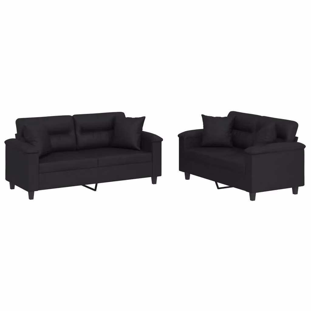 vidaXL Set di Divani 2 pz in Similpelle Nero con Cuscini per Soggiorno – 2