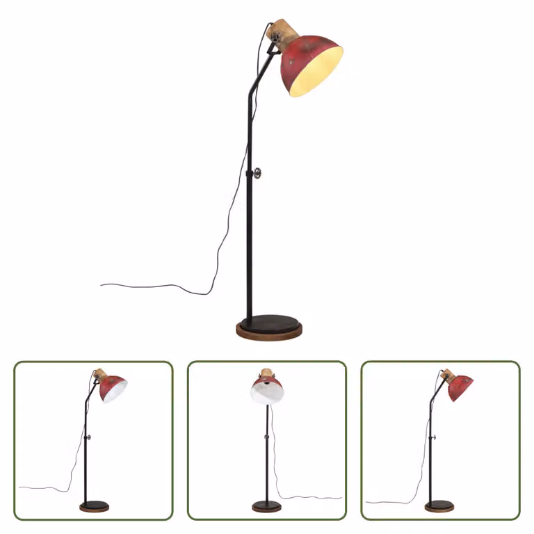 The Living Store Lampada da terra 25 W Rosso 30x30x100-150 cm E27