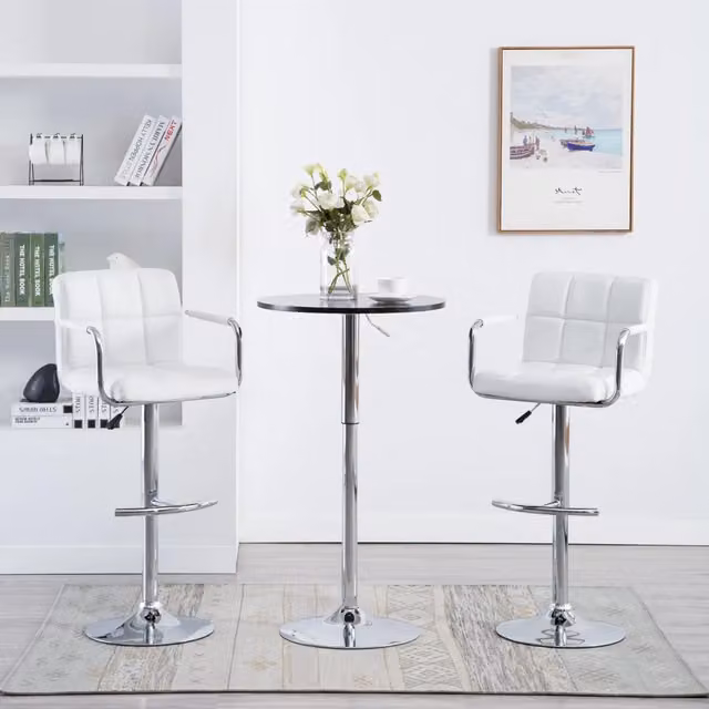 Set di 2 sgabelli da bar moderni vidaXL in similpelle bianca e metallo