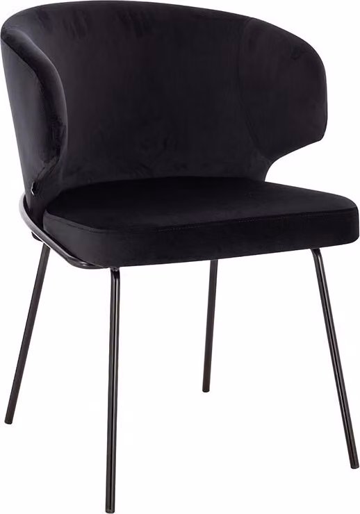 Home Deluxe - Sedia imbottita AMARA- 1 pezzo, colore: nero velluto - imbottitura morbida, carico massimo 120 kg I Sedia da cucina Sedie da pranzo Sedie da sala da pranzo