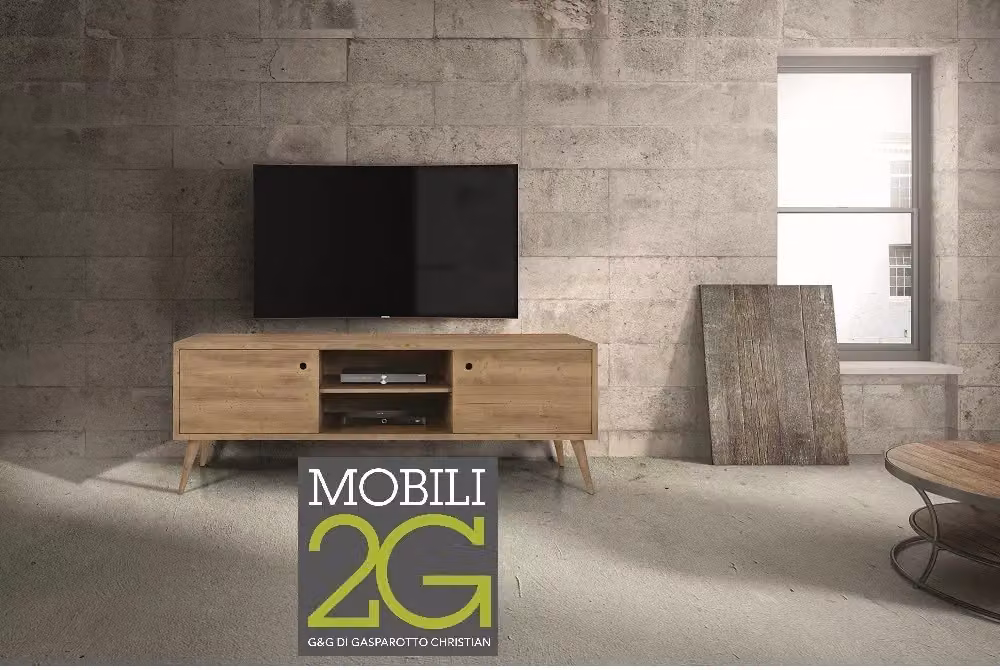 Porta TV in legno di abete spazzolato naturale Mobili2G L/P/H: 160 x 45 x 55 cm – 1