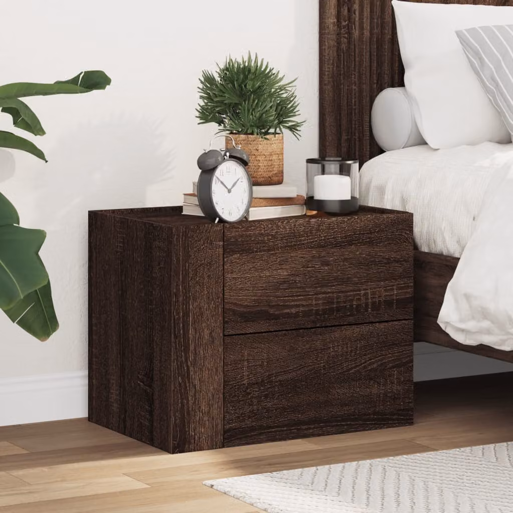 Comodino a muro moderno vidaXL in MDF color marrone, L 45 cm x P 30 cm x H 35 cm