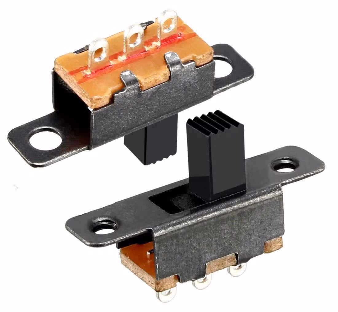 Interruttori a levetta, 12 pezzi, 6 mm, SPDT (singolo polo doppio contatto), 3 connessioni, orientamento verticale, per montaggio su circuito stampato, con sistema di bloccaggio