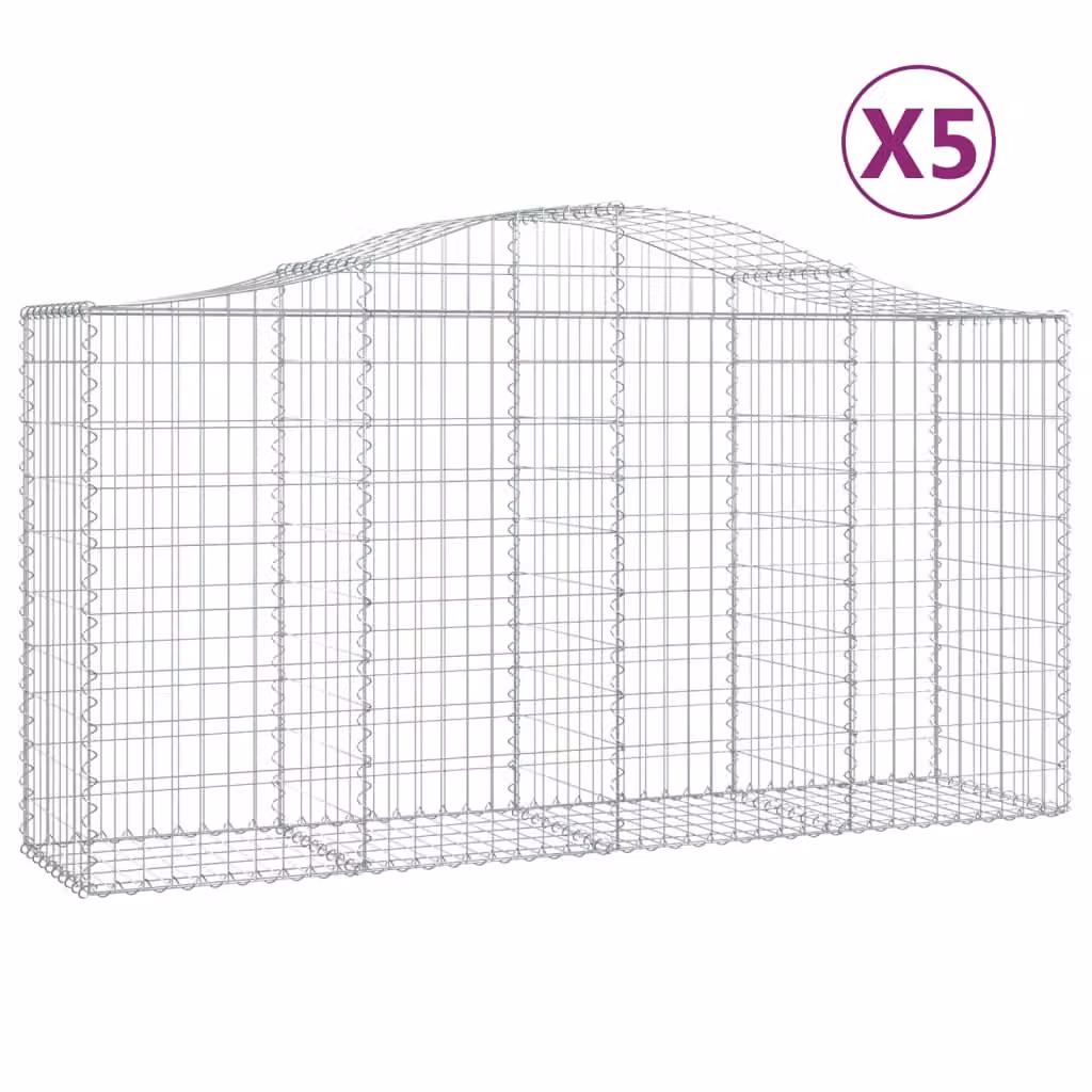 Cesti Gabbioni ad Arco 5 pz 200x50x100/120 cm Ferro Zincato