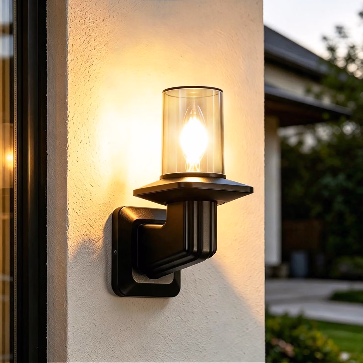 Lampada da parete esterna E27, grado di protezione IP44, colore nero, materiale alluminio, dimensioni 24,5 cm