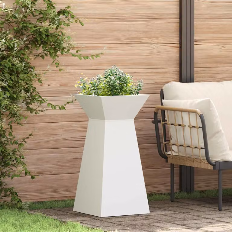 vidaXL Vaso a Pilastro Moderno in Metallo Bianco L/P/H: 35 x 35 x 73 cm